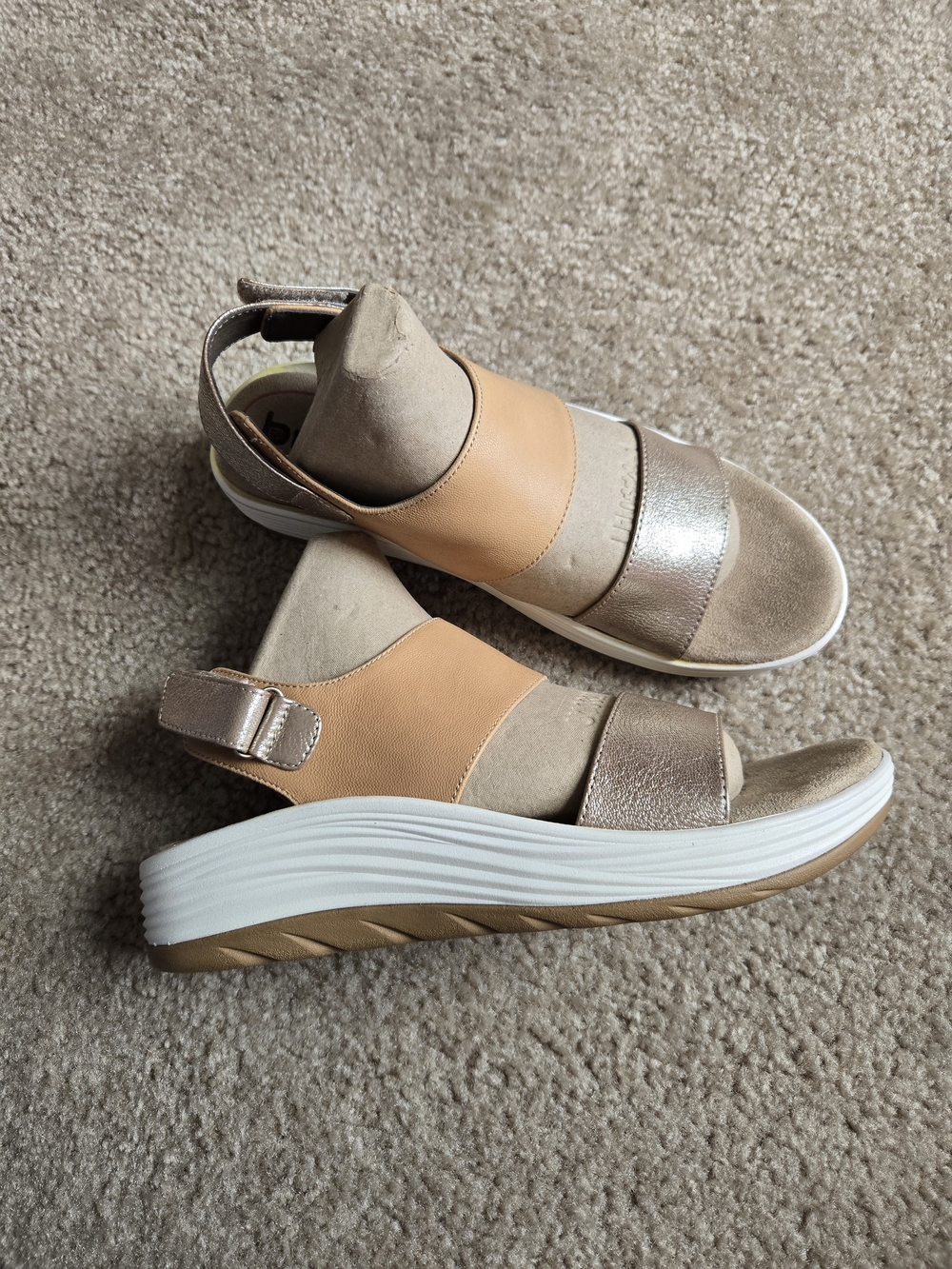 Bionica Neutral Leather & Metallic Wedge Sandal